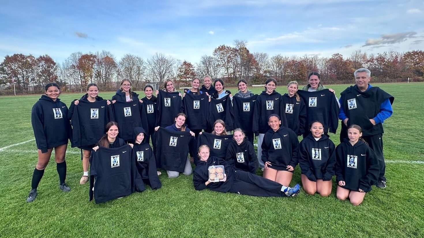 Monson Girls Soccer 2025 with their Gold Athletics prizes.
