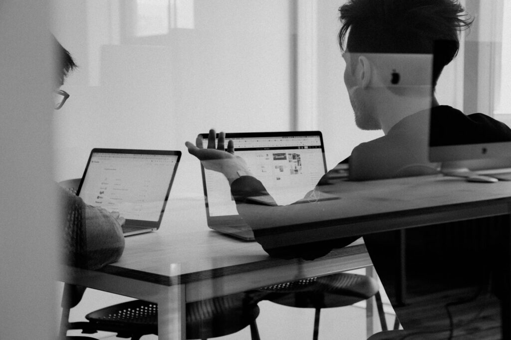 Laptop showing email outreach planning