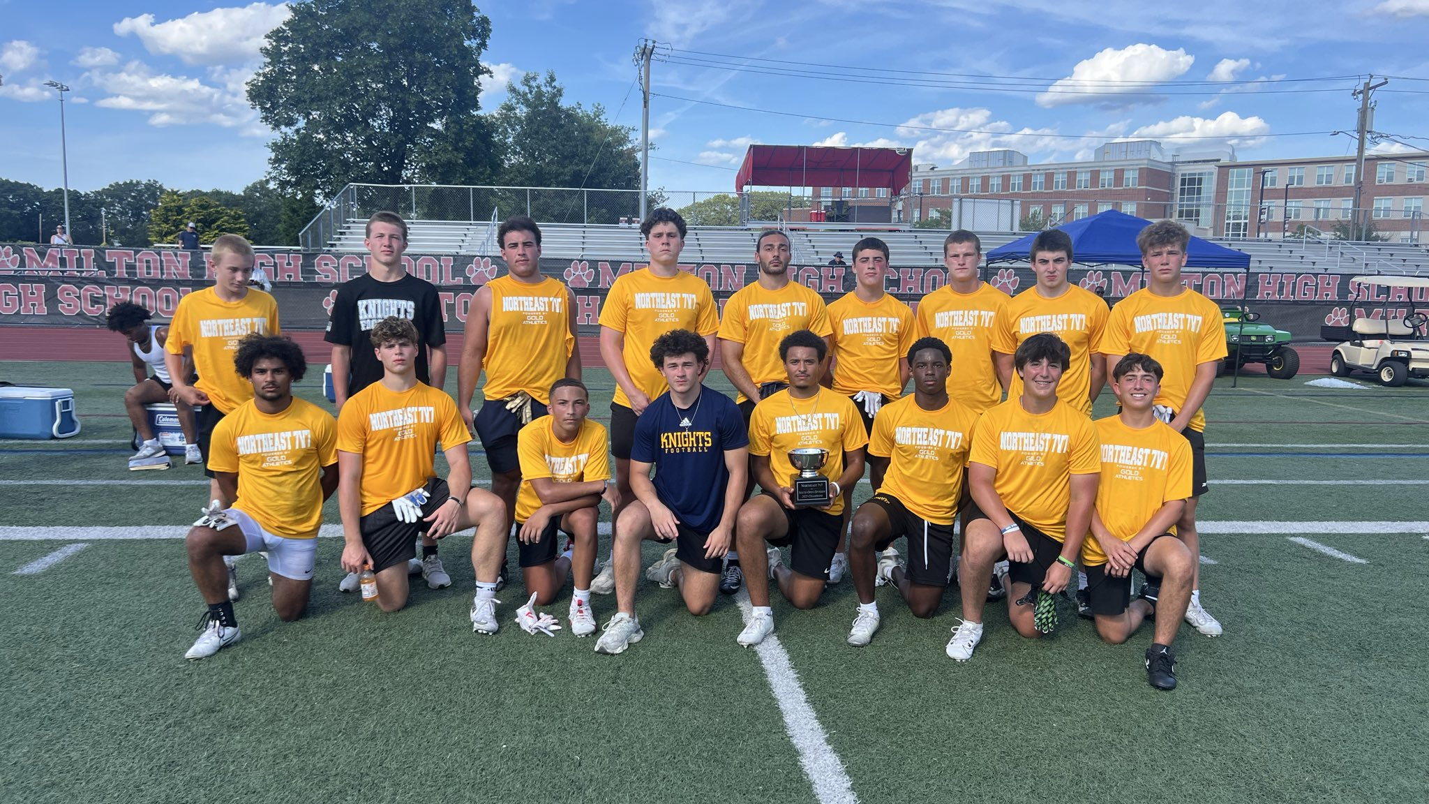 Football team after participating in the Northeast 7v7 Summer Tournament.