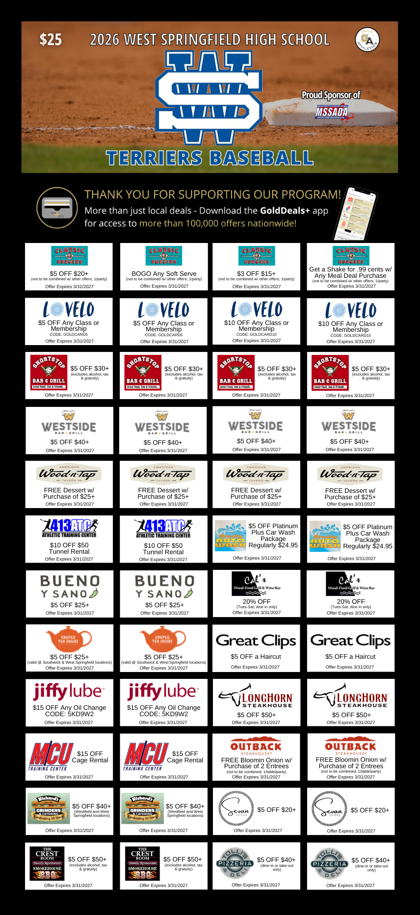 Gold Ticket coupon book featuring local and national merchants
