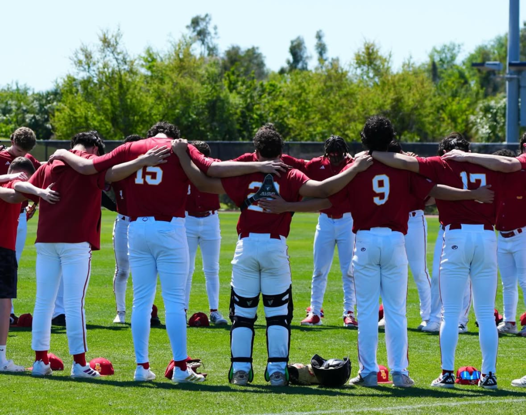 Bergen Catholic Baseball pregame huddle.
